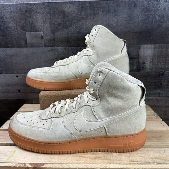 Men's Nike Air Force 1 High 07 LV8 Suede‎ Muslin/Gum Med Brown ~ US Size 12 - Picture 1 of 7